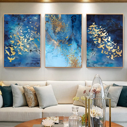 Tris Golden Swallows Painting